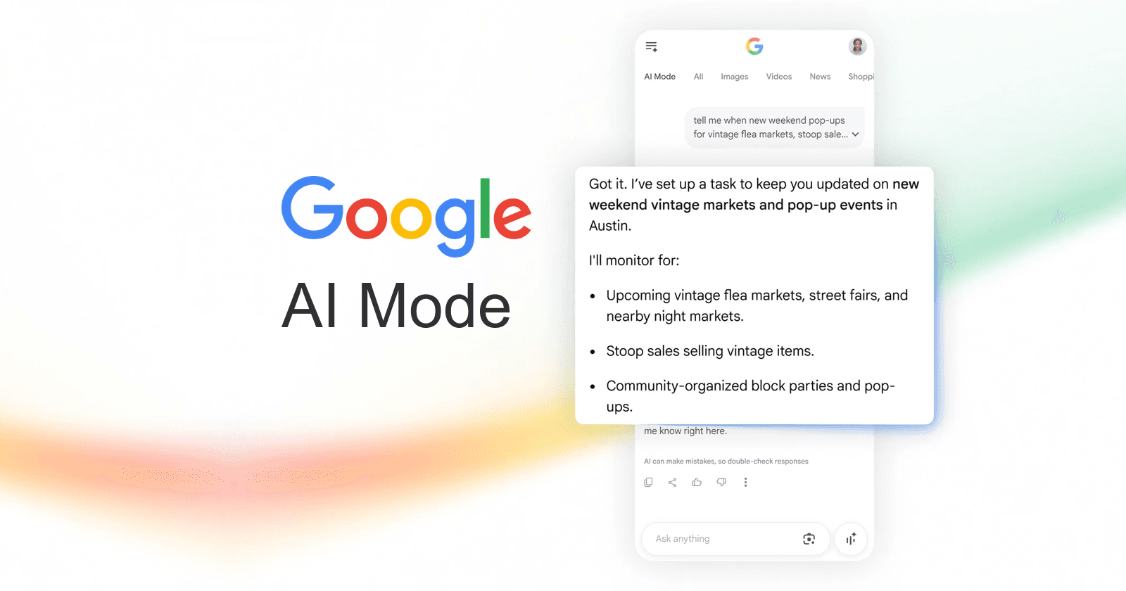Google-მა AI რეჟიმის ინფორმაციის მონიტორინგის ფუნქცია ყველა მომხმარებლისთვის გლობალურად აამოქმედა